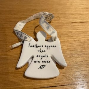 Ceramic Christmas Angel-feathers appear when angels are near